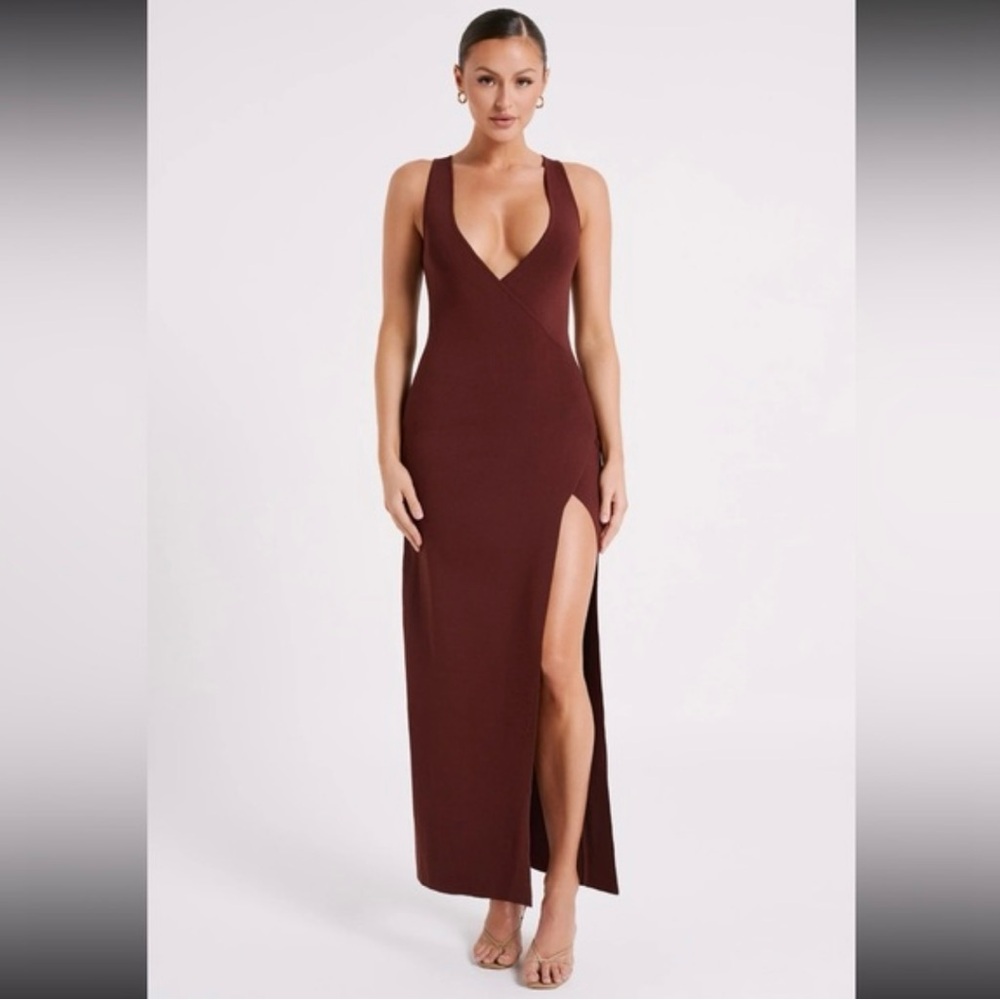 Meshki Deep Red V-Neck Dress